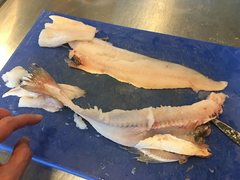 A bad attempt at filleting fish at River Cottage