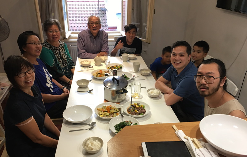 Fong family in the dining area