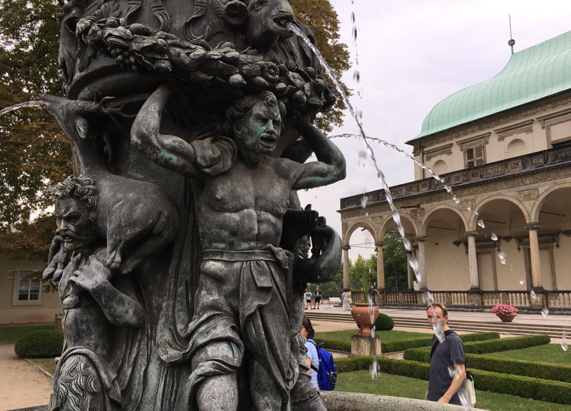 Fountain and Summer Palace in Prague