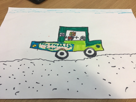 A drawing of a future eco car by a school pupil